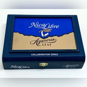 Vtg Nica Libre x Aganorsa Leaf Collaboration Series Wooden Cigar Box